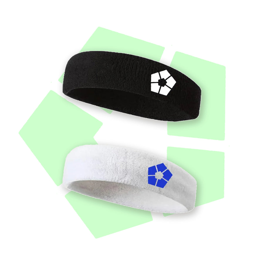 Bandeau sport Blue Lock noir et blanc en eponge
