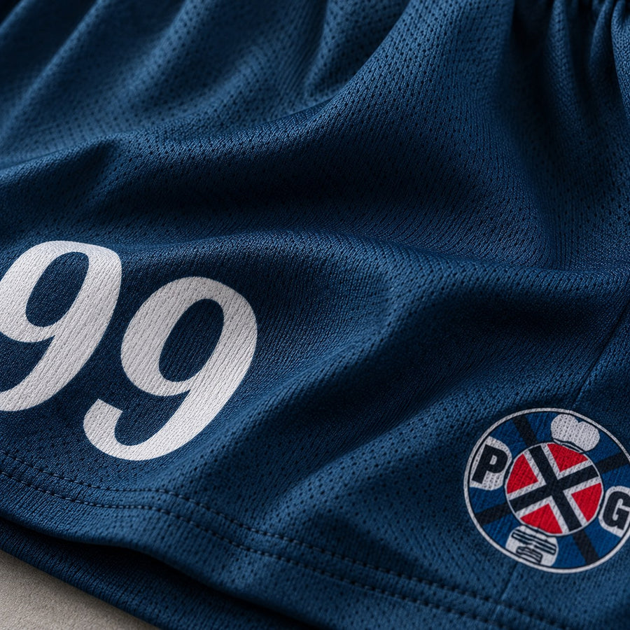 Gros plan sur le tissu du short Blue Lock PXG