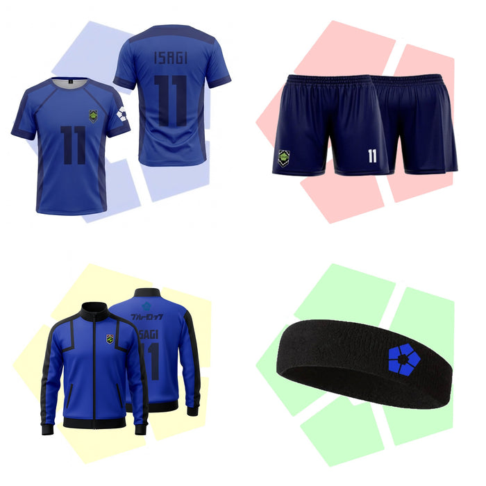 Uniforme Completo Isagi Blue Lock - Camiseta, Short y Chaqueta