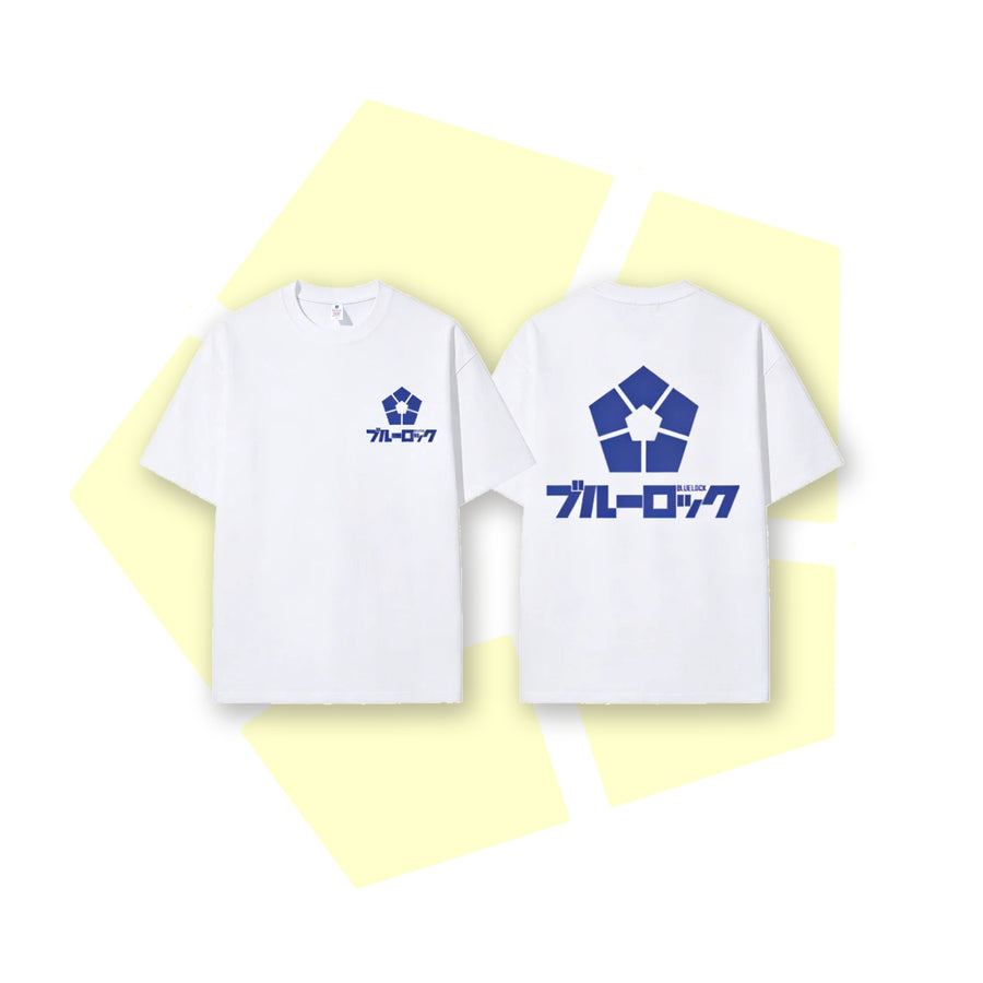 T-Shirt Blue Lock logo katakana, vue avant et arriere