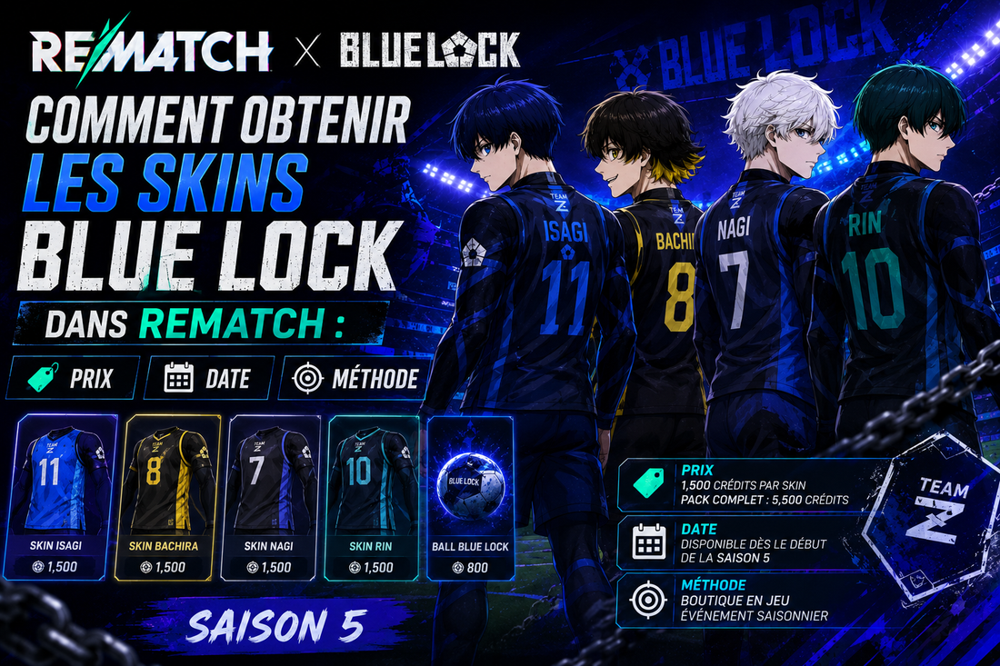 Comment obtenir les skins Blue Lock dans Rematch : prix, date et méthode (Saison 5)
