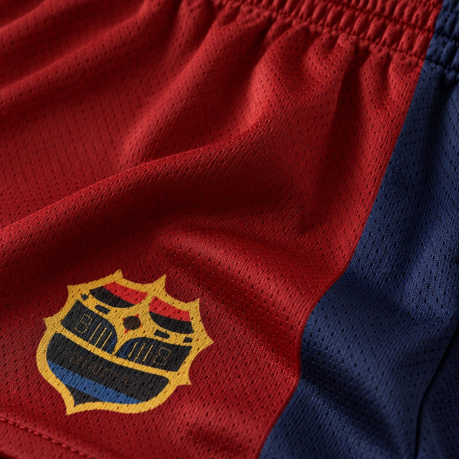 Gros plan sur le tissu du short Blue Lock FC Barcha